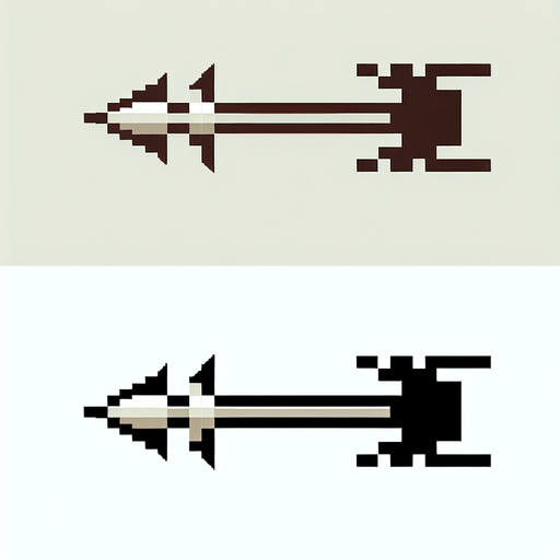 a pixel harpoon, vertical and looking up, retro like in pang games..
Single Game Texture. In-Game asset. 2d. Blank background. High contrast. No shadows.