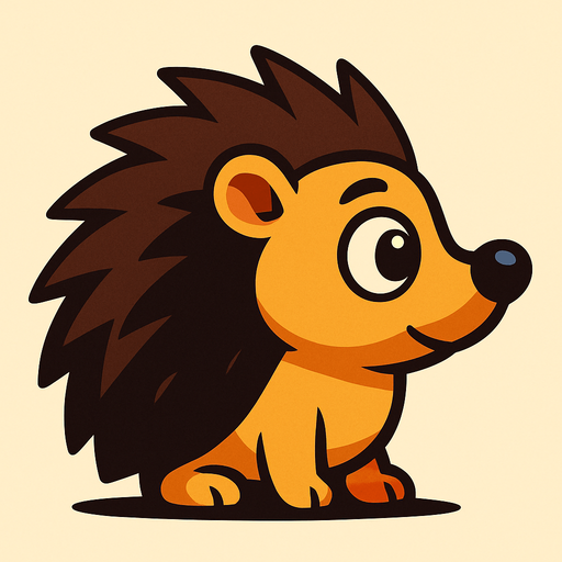 3d pixar tarzı kirpi yandan bakış.
In-Game asset.  2d.  High contrast.  No shadows