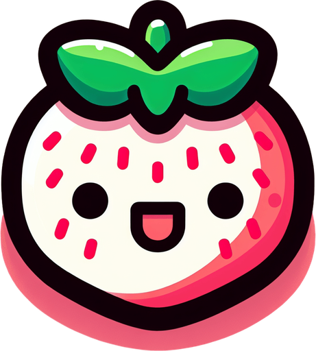 strawberry,cartoon,2d,blank background.
Single Game Texture.  In-Game asset.  2d.  Blank background.  High contrast.  No shadows