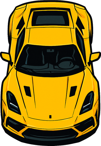 üstden çekilmiş sport araba.
In-Game asset.  2d.  High contrast.  No shadows