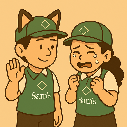 Usa a los dos personajes que se estan aleajndose de sams, y haz que la niña este llorando mientras despiden al otro de orejitas.