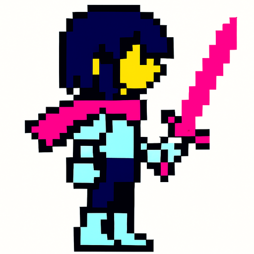 Kris chica con espada rosa mirando ala izquierda.
In-Game asset.  2d.  High contrast.  No shadows