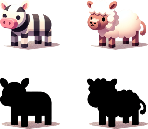 One animal.
Single Game Texture.  2d.  Blank background.  High contrast.  No shadows. Game assets