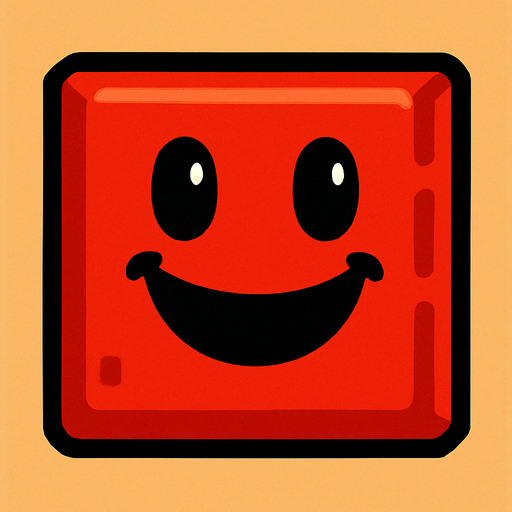Happy red block.
In-Game asset.  2d.  High contrast.  No shadows