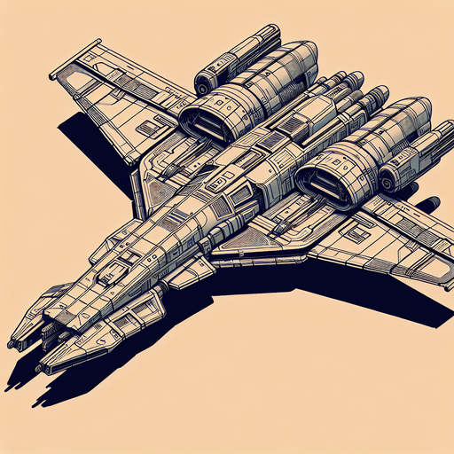 Spaceship.
Single Game Texture.  In-Game asset.  2d.  Blank background.  High contrast.  No shadows