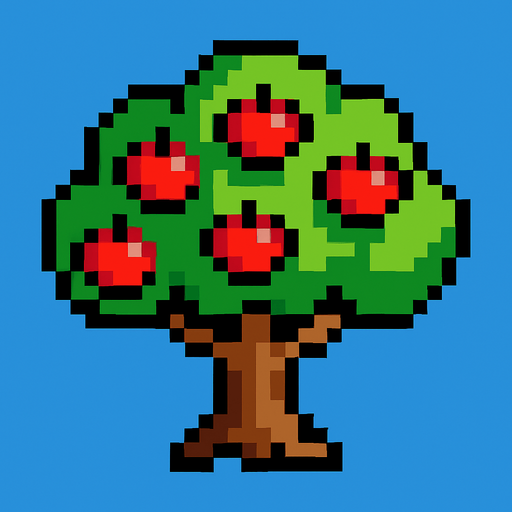 Apple tree 8 bit.
In-Game asset.  2d.  High contrast.  No shadows