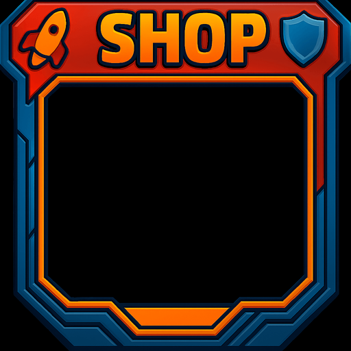 сделать точно такуюже рамку но надпись заменить на shop. звезду заменить на ракету, а стрелку на щит