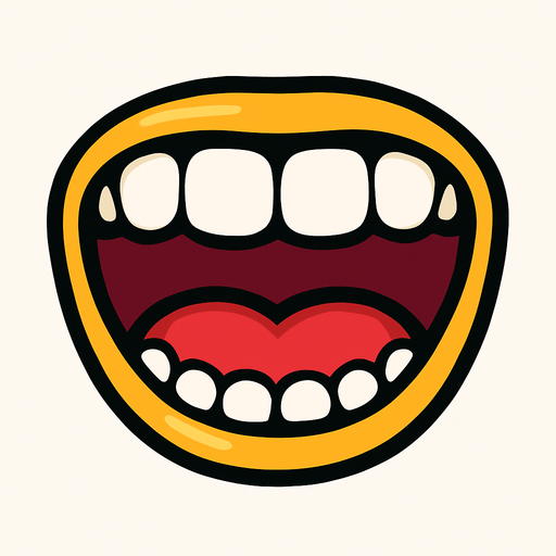 Open happy mouth with round teeth.
In-Game asset.  2d.  High contrast.  No shadows