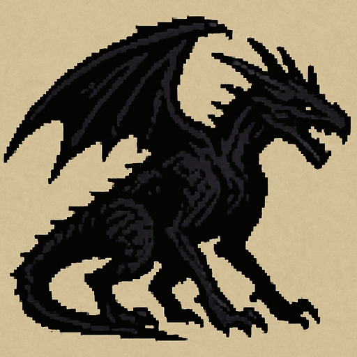 Shadow drake dark souls style 2d pixel art.
In-Game asset.  2d.  High contrast.  No shadows