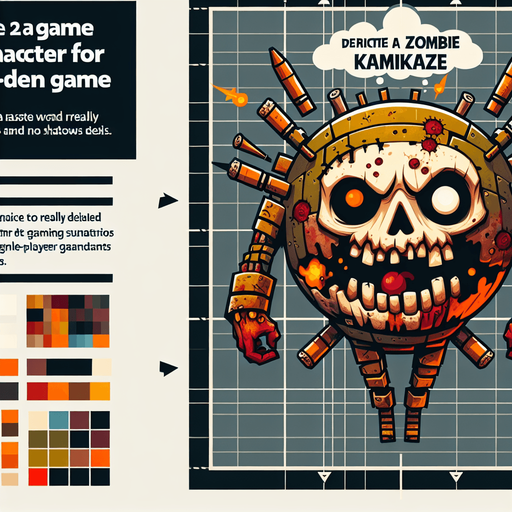 opponent for the game, zombie kamikaze, vertical top view.
Single Game Texture. In-Game asset. 2d. Blank background. High contrast. No shadows.