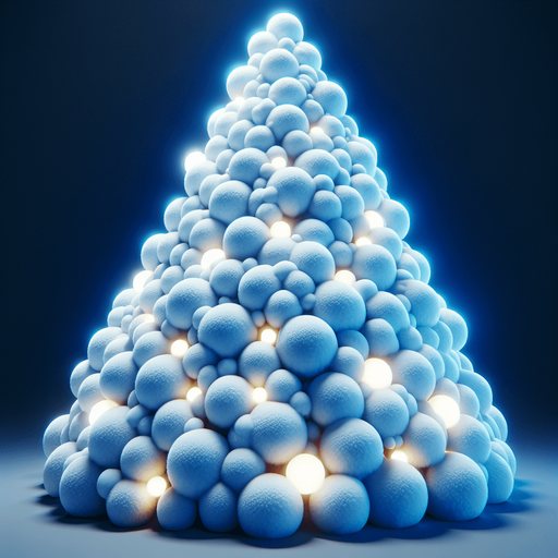 A snowcovered christmas tree decorated with snowballs..
Single Game Texture. In-Game asset. 2d. Blank background. High contrast. No shadows.