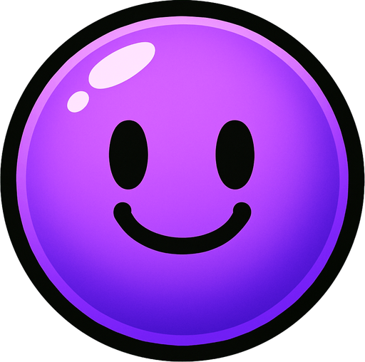 Purple bubble with smiley face.
In-Game asset.  2d.  High contrast.  No shadows