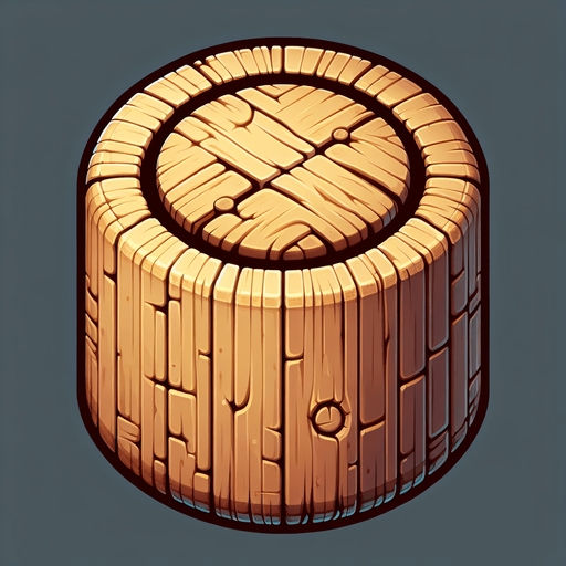 Single Game Texture. In-Game asset. 2d. Blank background. High contrast. No shadows.wooden peg