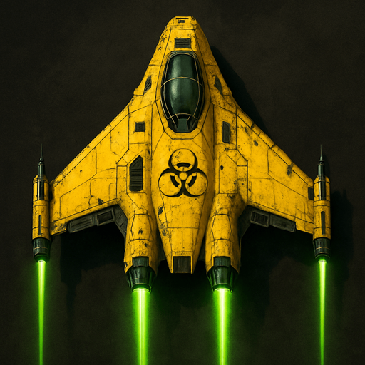 poisonous yellow laser spaceship top view.