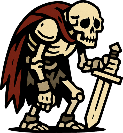 kemikten bir şovalye istiyorum biraz kambur dursun.
In-Game asset.  2d.  High contrast.  No shadows