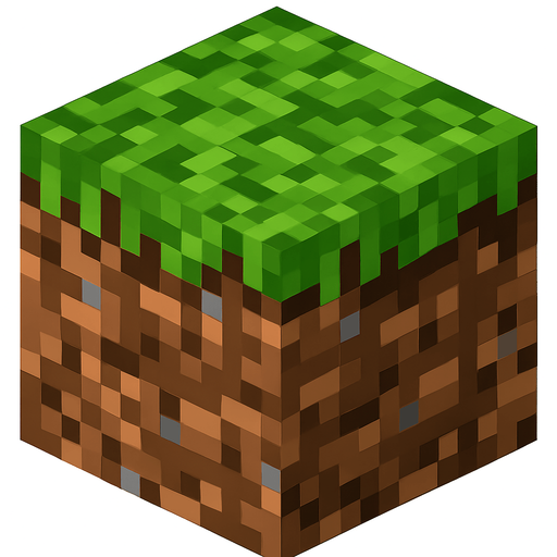 Minecraft çim bloğu.
In-Game asset.  High contrast.  No shadows