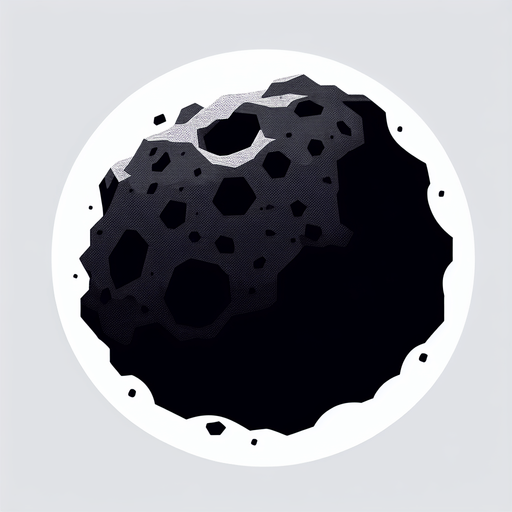 Asteroid.
Single Game Texture.  In-Game asset.  2d.  Blank background.  High contrast.  No shadows