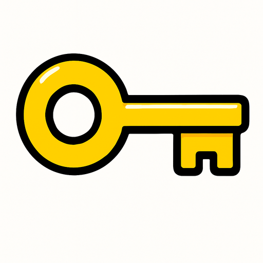 yellow key.
In-Game asset.  2d.  High contrast.  No shadows