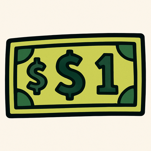 dollar.
In-Game asset.  2d.  High contrast.  No shadows