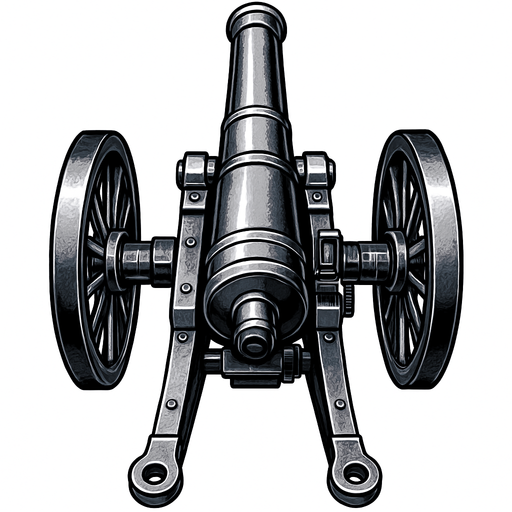 military, cannon, top view, realistic silver color
In-Game asset.  2d.  High contrast.  No shadows