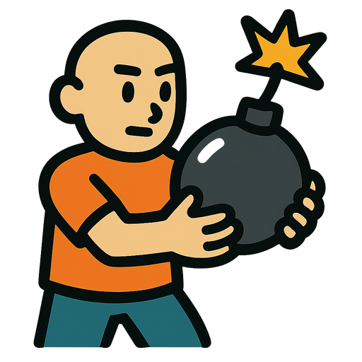 Human with a bomb.
In-Game asset.  2d.  High contrast.  No shadows