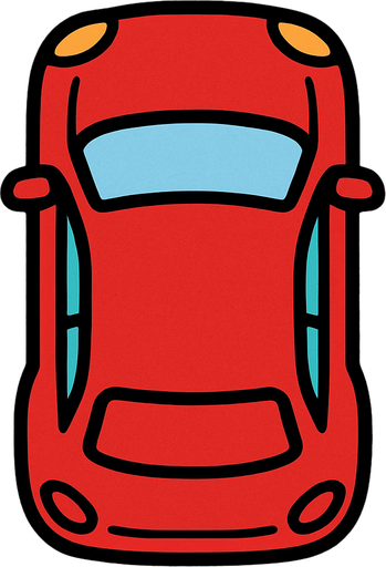 Auto rojo vista superior 2D simple.
In-Game asset.  2d.  High contrast.  No shadows