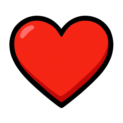 Kırmızı kalp.
In-Game asset.  2d.  High contrast.  No shadows