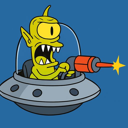 Make my character inside an UFO armed with a laser cannon and make him drive it