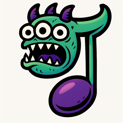 MÜZİK NOTASI ŞEKLİNDE BİR UZAYLI CANAVAR BOSS ÇİZ AYAKSIZ.
In-Game asset.  2d.  High contrast.  No shadows