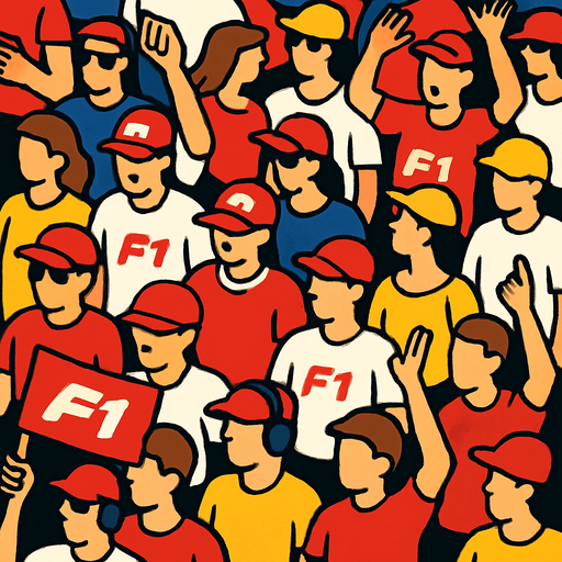 bird's-eye view of the F1 spectator crowd.
In-Game asset.  2d.  High contrast.  No shadows