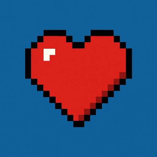 draw a heart with pixel art.
In-Game asset.  2d.  High contrast.  No shadows