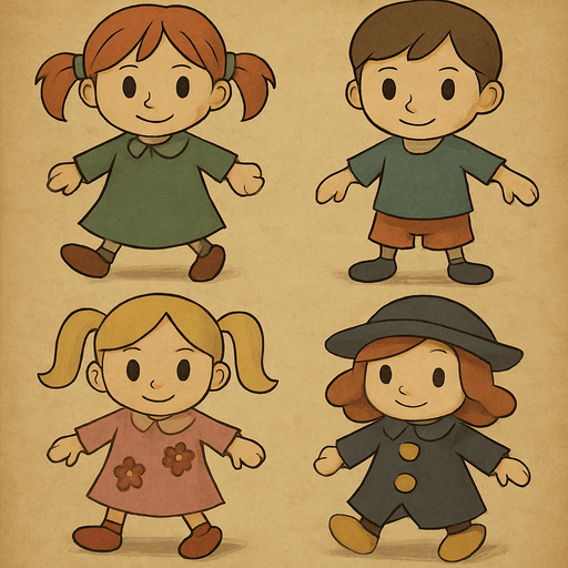 These dolls in professor Layton game art style