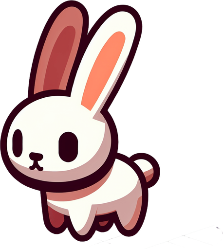 rabbit.
Single Game Texture. In-Game asset. 2d. Blank background. High contrast. No shadows.