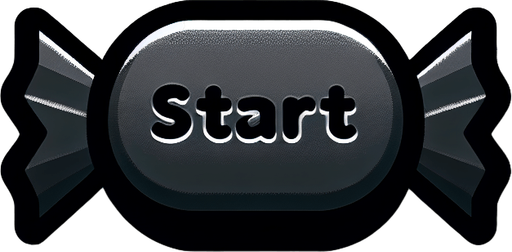 caramella con scritta start.
Single Game Texture. In-Game asset. 2d. Blank background. High contrast. No shadows.