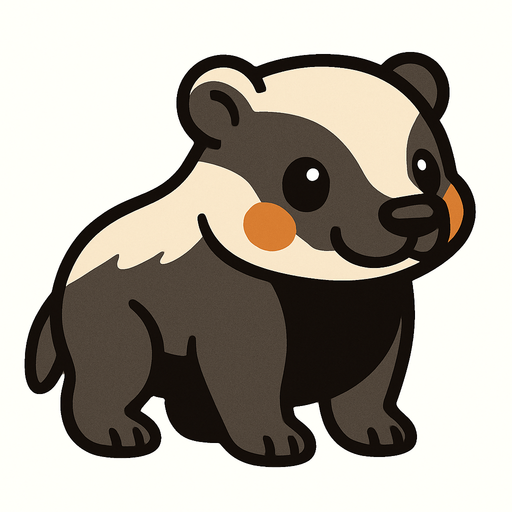 cute honey badger.
In-Game asset.  2d.  High contrast.  No shadows