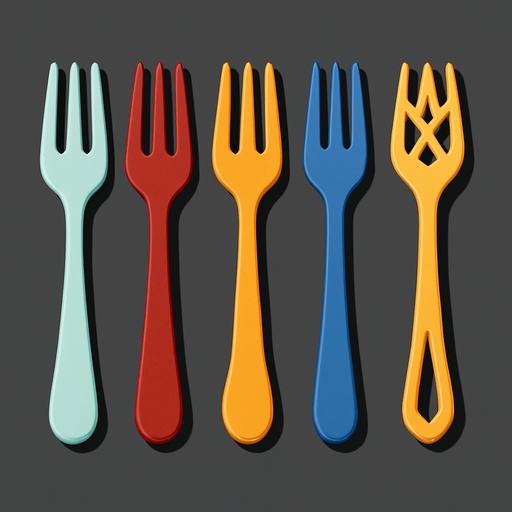 Pack of different forks.
In-Game asset.  High contrast.  No shadows. 3D
