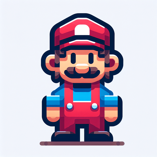 Single 2D Mario Character. In-Game asset. 2d. Blank background.
