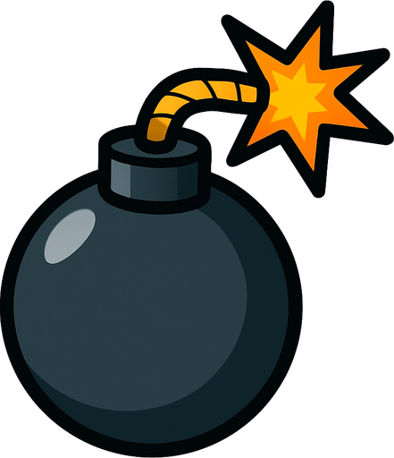 2D golgesiz bir bomba.
In-Game asset.  2d.  High contrast.  No shadows