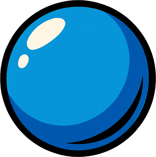 a blue ball  (no de deporte solo una pelota azul).
In-Game asset.  2d.  High contrast.  No shadows