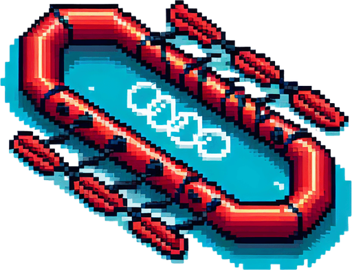 bird-eye perspective pf an olympic red raft seen directly from above. pixelated. 8 bit.
Single Game Texture. In-Game asset. 2d. High contrast. No shadows.