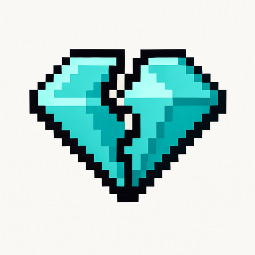 2d pixel bir elmas ama ortadan ikiye ayrılmış.
In-Game asset.  2d.  High contrast.  No shadows