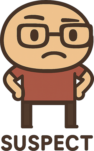 glasses suspect. No background. Transparent background. Blank background. No shadows. 2d. In-Game asset. flat