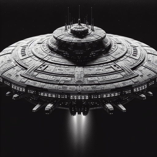 Alien Mothership.
2d.  Blank background.  High contrast.  No shadows