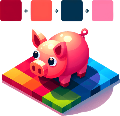 pig.
Single Game Texture. In-Game asset. 2d. Blank background. High contrast. No shadows.