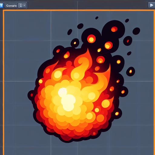 Fireball.
Single Game Texture. In-Game asset. 2d. Blank background. High contrast. No shadows.