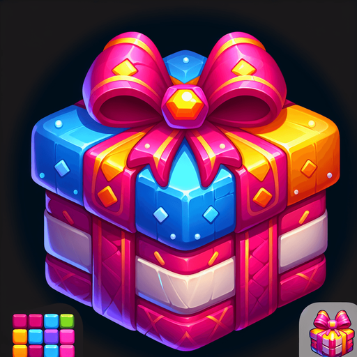 gift wrapped box, vivid colours. with bow on top Single Game Texture. In-Game asset. 2d. Blank background. High contrast. No shadows. Single Game Texture. In-Game asset. 2d. Blank background. High contrast. No shadows. Single Game Texture. In-Game asset. 2d. Blank background. High contrast. No shadows.