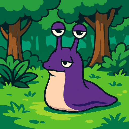gambar 2d anime sifut slug di atas permukaan hutan.
In-Game asset.  2d.  High contrast.  No shadows