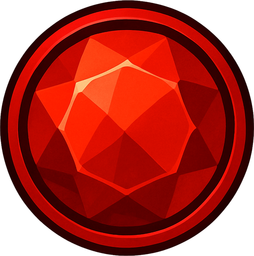 Red gem circle.
In-Game asset.  2d.  High contrast.  No shadows