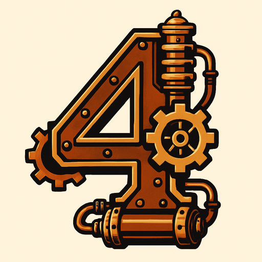 numero 4 en estilo steampunk.
In-Game asset.  2d.  High contrast.  No shadows