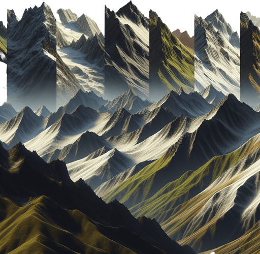 diffrent kinds of mountains.
Single Game Texture.  In-Game asset.  High contrast
